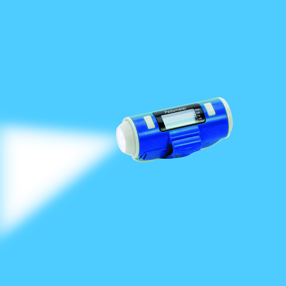 Schrittzähler mit Taschenlampe und Notfallsirene