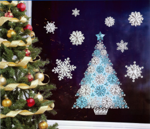 3D-Fenstersticker Weihnachtsbaum