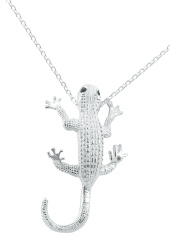 Kette mit Anhänger in Form eines Geckos mit Saphiren 925-silber