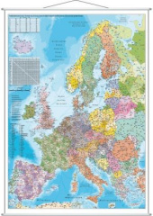 Stiefel Wandkarte Großformat Europa, PLZ, mit Metallstäben