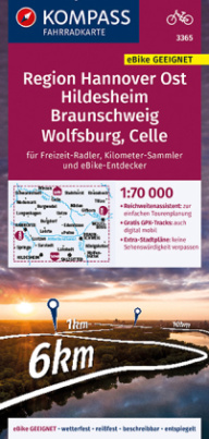 KOMPASS Fahrradkarte Region Hannover Ost, Hildesheim, Braunschweig, Wolfsburg, Celle 3365