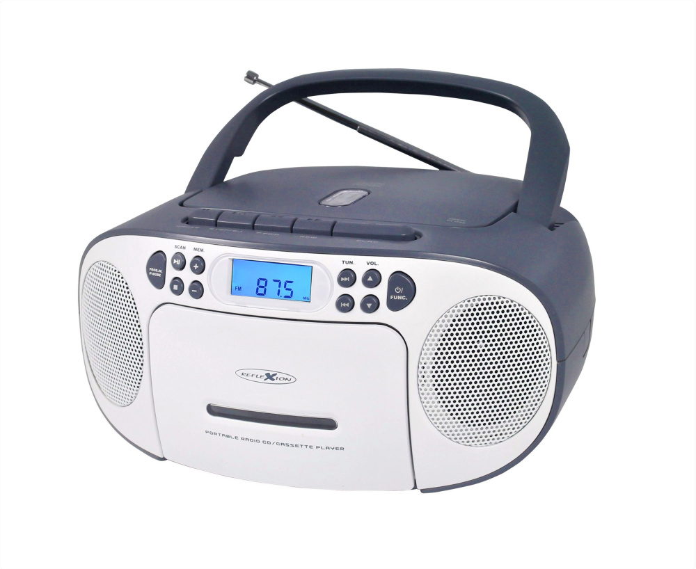 Tragbarer Kassettenrecorder/CD/Radio weiß/grau