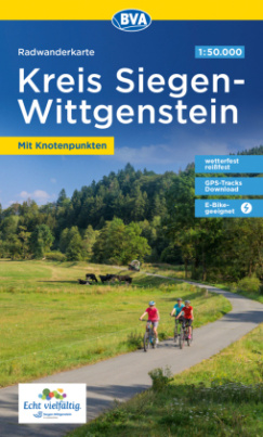 Radwanderkarte BVA Kreis Siegen-Wittgenstein mit Knotenpunkten 1:50.000, reiß- und wetterfest, GPS-Tracks Download, E-Bike-geeignet