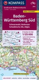 KOMPASS Großraum-Radtourenkarte 3711 Baden-Württemberg Süd, Schwarzwald, Bodensee, Schwäbische Alb, Allgäu 1:125.000