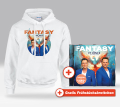 Phönix aus der Asche Fan-Set Kapuzenpulli weiß (L) + CD + GRATIS Frühstücksbrettchen