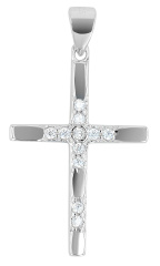 Silber Anhänger Kreuz mit Zirkonia, 925/- Echt Silber, rhodiniert 