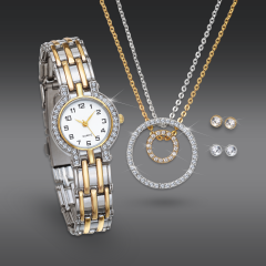 Damenuhr mit Quarzwerk und wechselbarem Schmuck (Set)